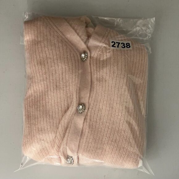 Boden Cardigan Sweater Womens Sz Small Blush Pink Maggie Rhinestone Knit V Neck - Picture 9 of 10